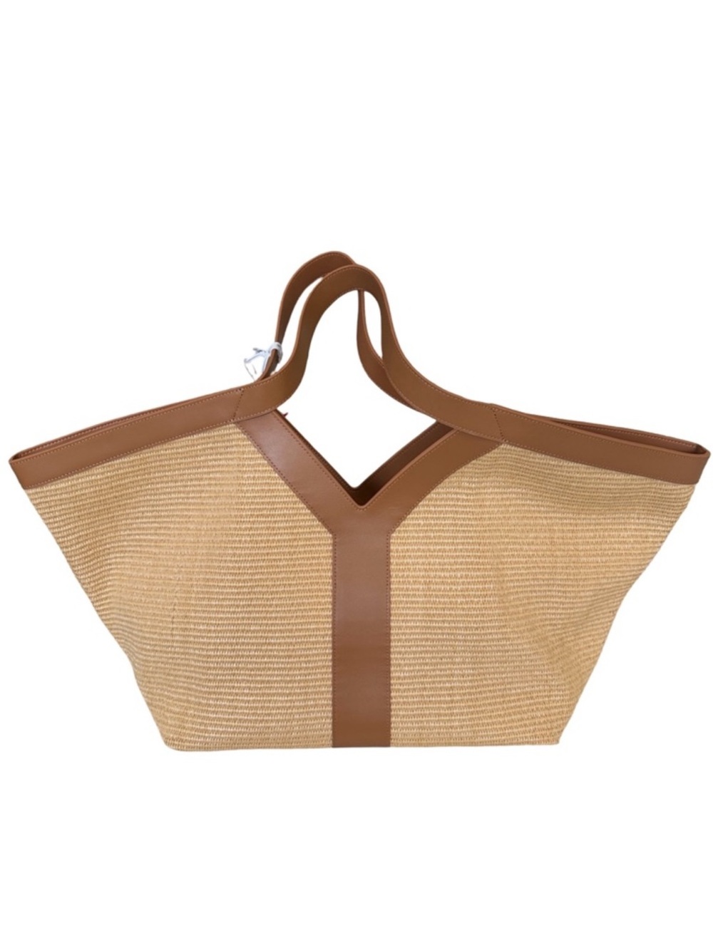 Viola Castellani Raffia Straw Leather Trim Tote Bag NWT - Picture 2 of 10